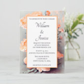 Peach Floral Watercolor Wedding Einladung (Stehend Vorderseite)