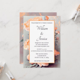 Peach Floral Watercolor Wedding Einladung