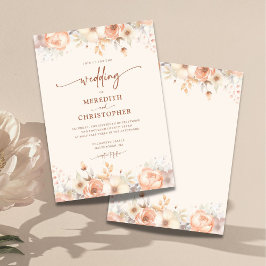 Peach Floral Watercolor Wedding Einladung