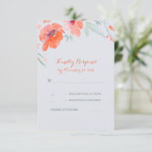 Peach Floral Watercolor Wedding Rsvp Cards Karte (Stehend Vorderseite)