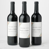 Peach floral Watercolor Wedding Wine Label Weinetikett (Flaschen)