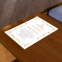 Peach Floral Wedding Calligraphy Program