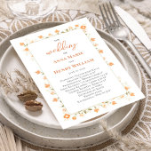Peach Floral Wedding Calligraphy Program