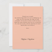 Peach Floral Wedding Dankeskarte (Rückseite)