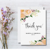 Peach Floral Wedding Dankeskarte