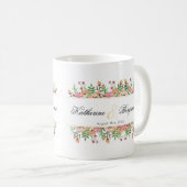 Peach floral Wedding Date Keepake Kaffeetasse (VorderseiteRechts)