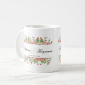 Peach floral Wedding Date Keepake Kaffeetasse (Vorderseite Links)