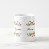 Peach floral Wedding Date Keepake Kaffeetasse (Mittel)