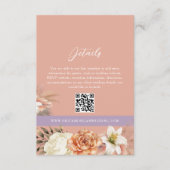 Peach floral Wedding Details QR Code Karte (Vorderseite)