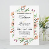 Peach Floral Wedding Einladung (Stehend Vorderseite)