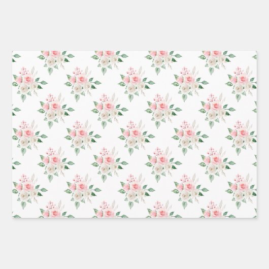 Peach Floral Wedding Geschenkpapier Set (Vorderseite)
