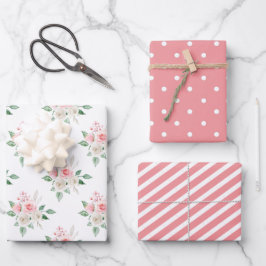 Peach Floral Wedding Geschenkpapier Set