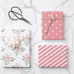Peach Floral Wedding Geschenkpapier Set