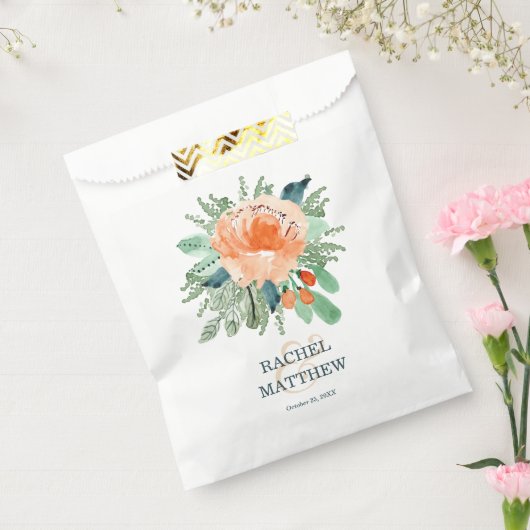 Peach Floral Wedding Geschenktütchen (Versiegelt)