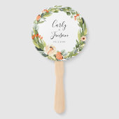 Peach Floral Wedding Hand Fans Fächer (Vorderseite)