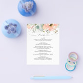 Peach Floral Wedding Menu Flyer (Einzeln)