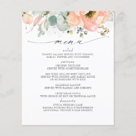 Peach Floral Wedding Menu Flyer