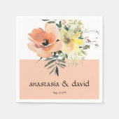 Peach Floral Wedding Napkins Serviette (Vorderseite)