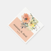 Peach Floral Wedding Napkins Serviette (Ecke)