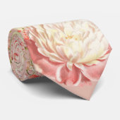 Peach Floral Wedding Neck Tie Krawatte (Gerollt)