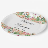 Peach Floral Wedding Pappteller (Schrägansicht)