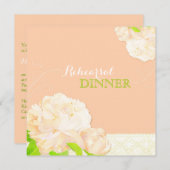 Peach Floral Wedding Probe Dinner Einladung (Vorne/Hinten)