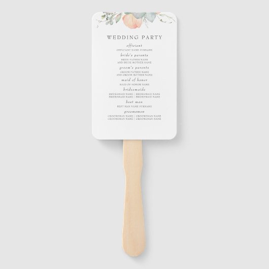 Peach Floral Wedding Program Fächer (Rückseite)