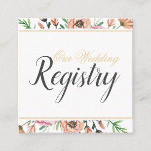 Peach Floral Wedding Registry Quadratische Visitenkarte