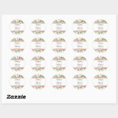 Peach Floral Wedding Runder Aufkleber (Blatt)