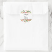 Peach Floral Wedding Runder Aufkleber (Tasche)