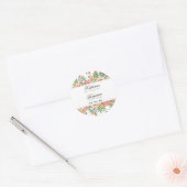 Peach Floral Wedding Runder Aufkleber (Umschlag)