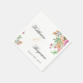 Peach Floral Wedding Serviette (Ecke)