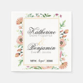 Peach Floral Wedding Serviette (Vorderseite)