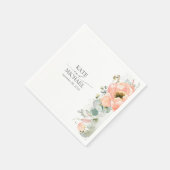 Peach Floral Wedding Serviette (Ecke)