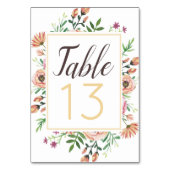 Peach Floral Wedding Tischnummer (Rückseite)