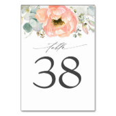 Peach Floral Wedding Tischnummer Cards (Rückseite)