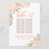 Peach floral Wedding Tischnummer & Names Large (Vorderseite)