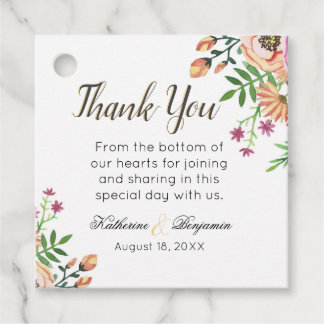 Peach Floral Wedding Vielen Dank Geschenkanhänger