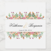 Peach Floral Wedding Weinetikett (Einzelnes Label)