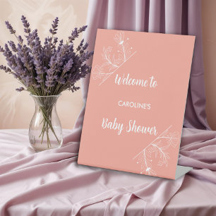 Peach Floral Welcome Baby Duschzeichen Sockelschild
