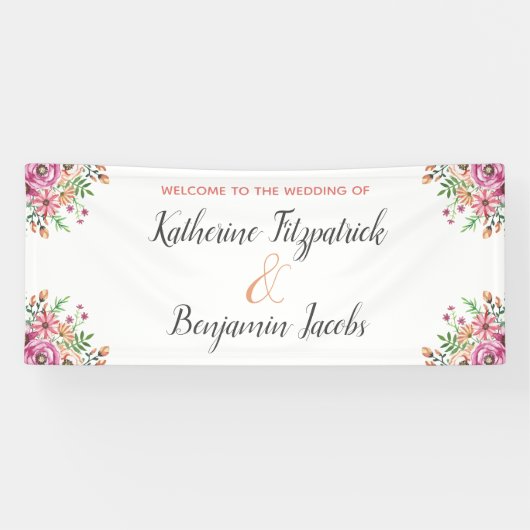 Peach Floral Welcome Banner (Horizontal)