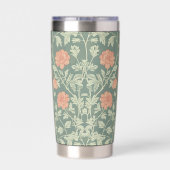 Peach Floral William Morris Elegant Monogram Thermobecher (Rückseite)