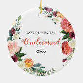 Peach Floral World's größte Bridesmaid-Ornament Keramik Ornament (Hinten)