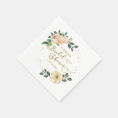 Peach Floral Wreath Pumpkin Fall Brautparty Serviette (Ecke)