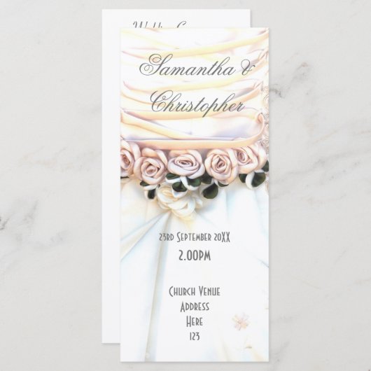 Peach florale Brautkleid Kirche Hochzeitsprogramm Programm (Vorne/Hinten)