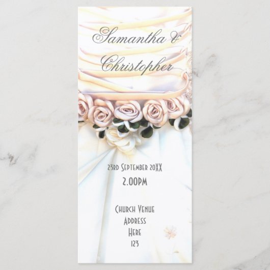 Peach florale Brautkleid Kirche Hochzeitsprogramm Programm (Vorderseite)