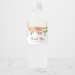 Peach Florals | Babydusche Vielen Dank Wasserflaschenetikett