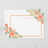 Peach Florals Border | Hochzeitsratgeber Hinweiskarte (Vorne/Hinten)