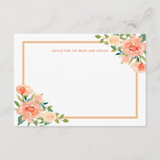Peach Florals Border | Hochzeitsratgeber Hinweiskarte (Vorderseite)