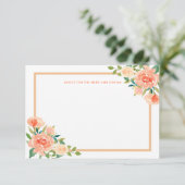 Peach Florals Border | Hochzeitsratgeber Hinweiskarte (Stehend Vorderseite)